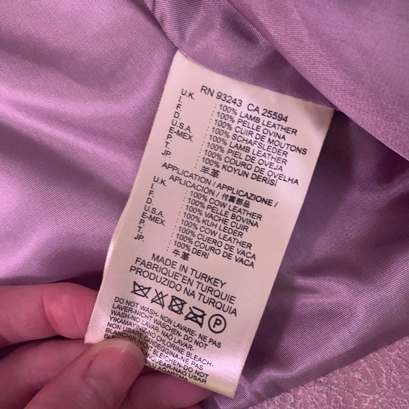 Diesel Dusty Pink Lamb and Cow Leather Biker Jacket Small - Picture 9 of 12